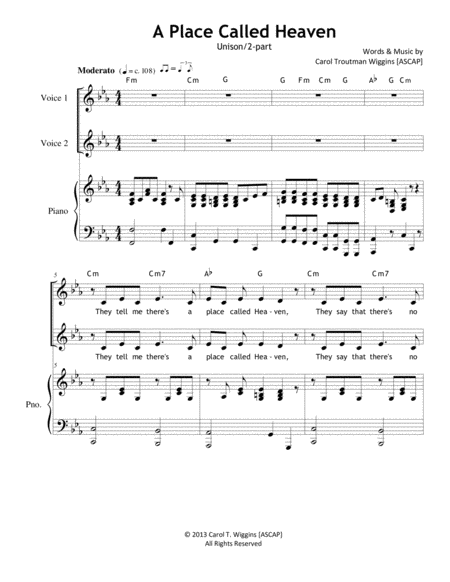 A Place Called Heaven Sheet Music