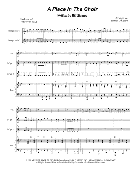 A Place In The Choir Duet For Bb Trumpet Sheet Music