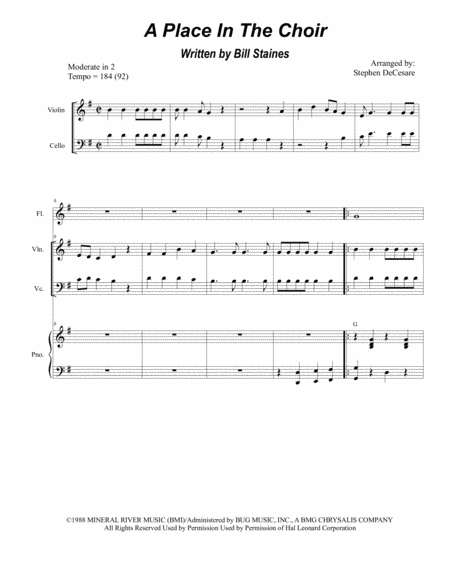 A Place In The Choir Duet For Violin And Cello Sheet Music