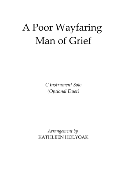 Free Sheet Music A Poor Wayfaring Man Of Grief C Instrument Optional Duet Arr By Kathleen Holyoak