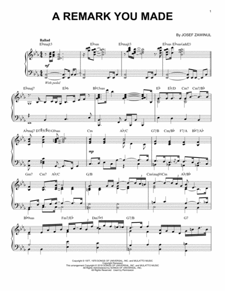 Free Sheet Music A Remark You Made