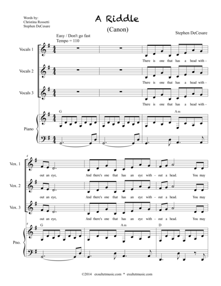 Free Sheet Music A Riddle