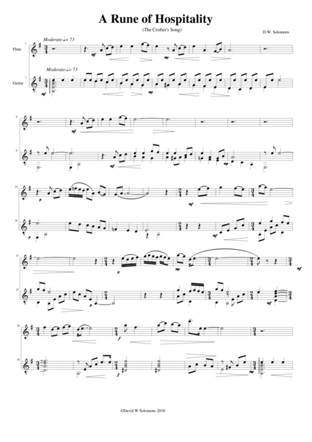 Free Sheet Music A Rune Of Hospitality Flute And Guitar Version