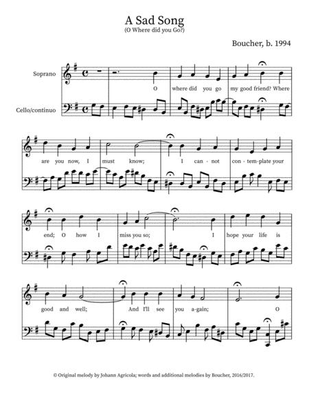 Free Sheet Music A Sad Song O Where Did You Go