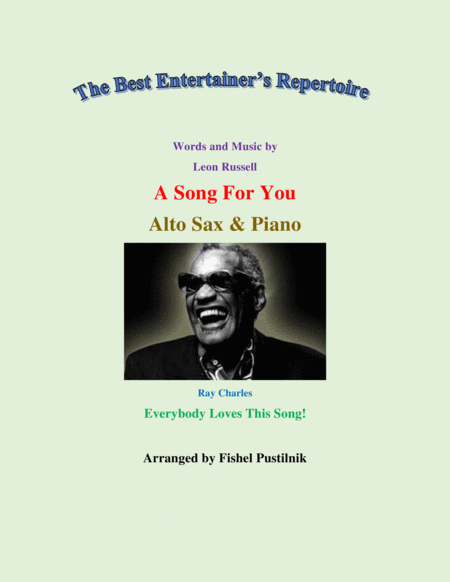 A Song For You For Alto Sax And Piano Jazz Pop Version Sheet Music