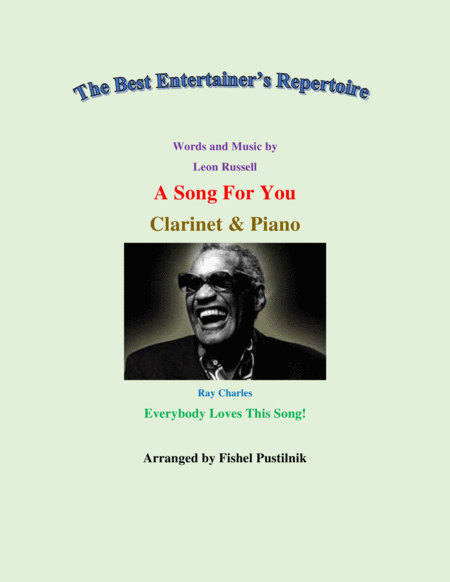 A Song For You For Clarinet And Piano Jazz Pop Version Sheet Music