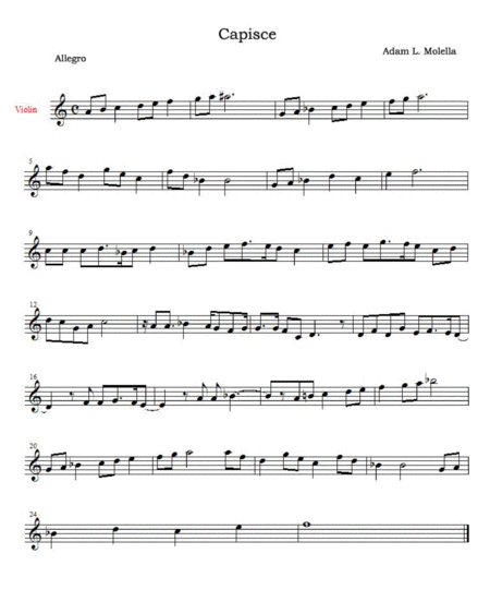 A Song That Starts With The Enitire A Minor Scale Capisce Violin Solo Sheet Music