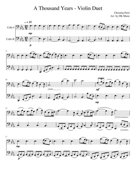 A Thousand Years Cello Duet 2 Cellos Sheet Music