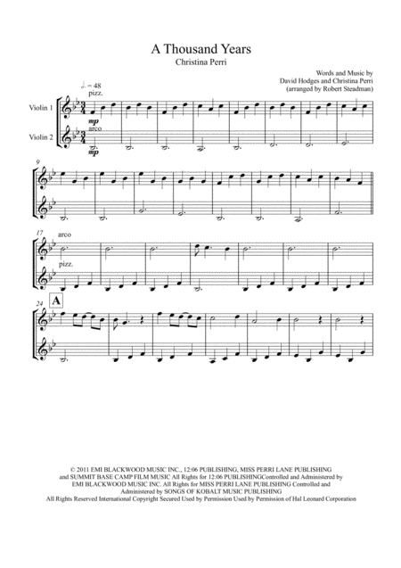 A Thousand Years Christina Perri Sheet Music