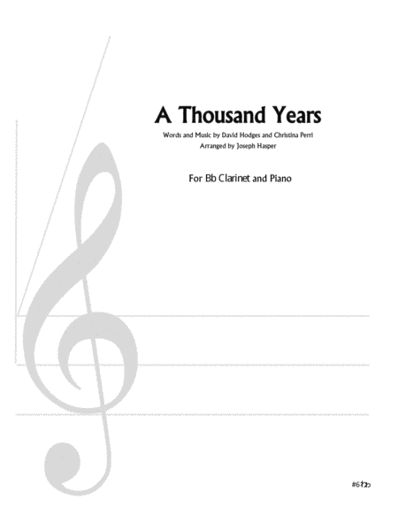 Free Sheet Music A Thousand Years Clarinet And Piano