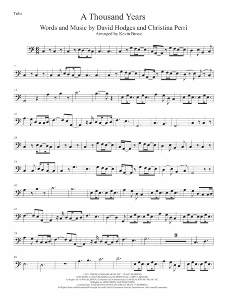 Free Sheet Music A Thousand Years Easy Key Of C Tuba