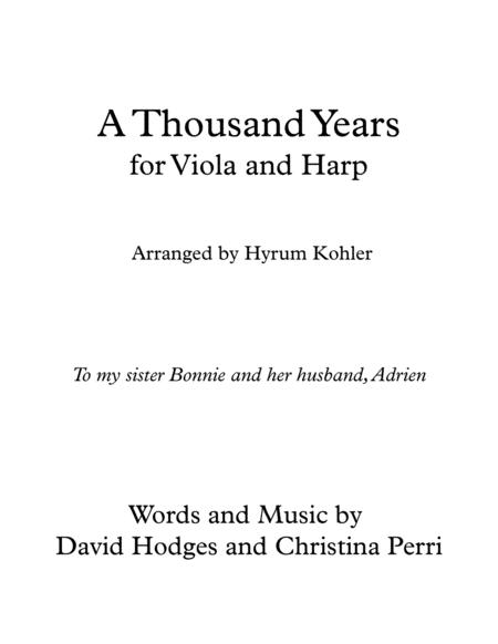 A Thousand Years For Viola And Harp Sheet Music