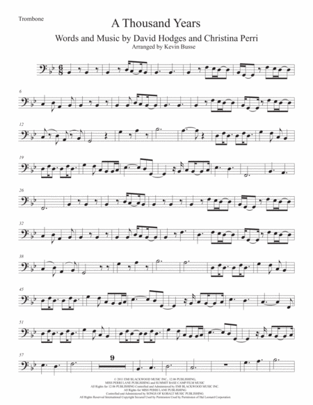 A Thousand Years Original Key Trombone Sheet Music