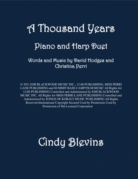 Free Sheet Music A Thousand Years Piano And Harp Duet
