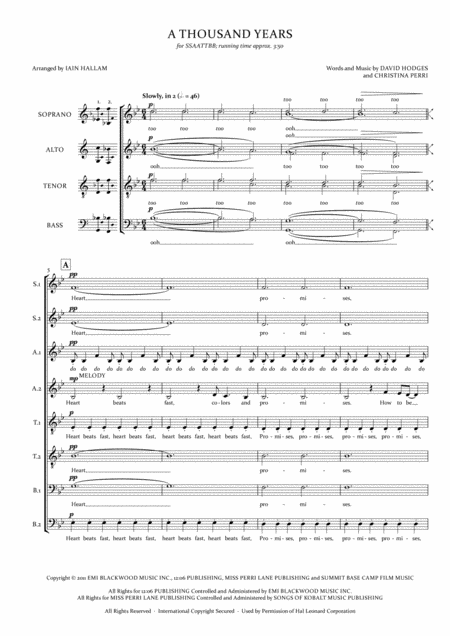 A Thousand Years Ssaattbb A Cappella Sheet Music