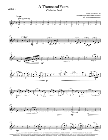 A Thousand Years String Duo Trio Quartet Sheet Music