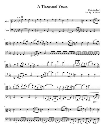 A Thousand Years Viola Cello Duet Sheet Music