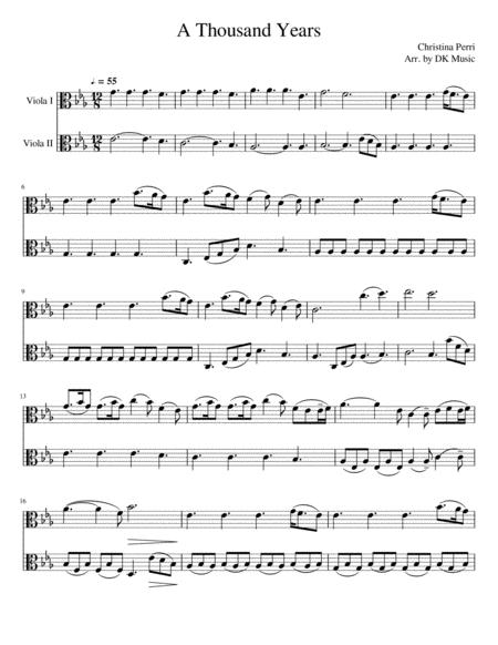 Free Sheet Music A Thousand Years Viola Duet 2 Violas