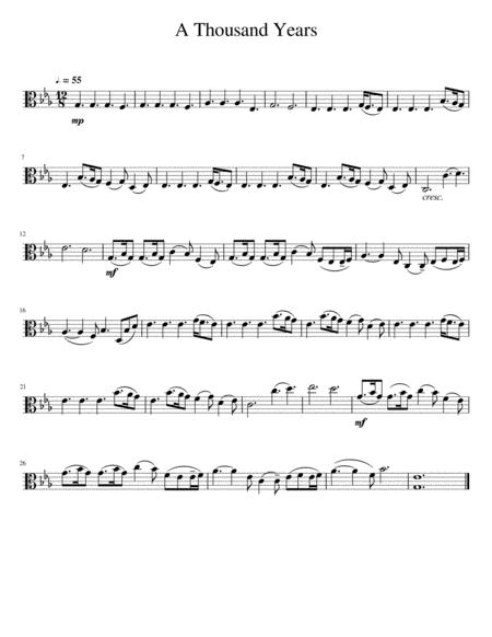 A Thousand Years Viola Solo Sheet Music