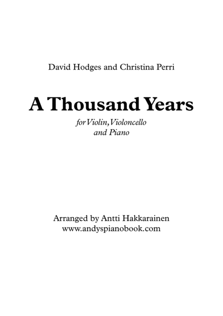 A Thousand Years Violin Cello And Piano Sheet Music