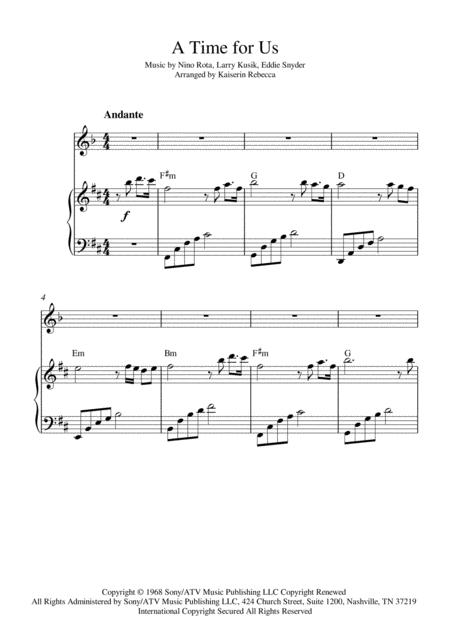 A Time For Us Love Theme For Clarinet In A Solo And Piano Accompaniment Sheet Music