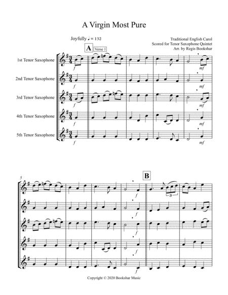 A Virgin Most Pure Tenor Saxophone Quintet Sheet Music