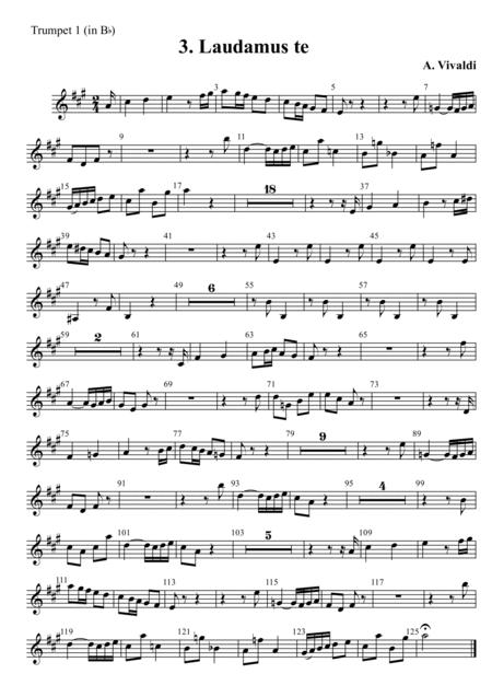 Free Sheet Music A Vivaldi Gloria In D Major Rv 589 Iii Mvt Laudamus Te Only Orchestral Parts Arr For Brass Quintet
