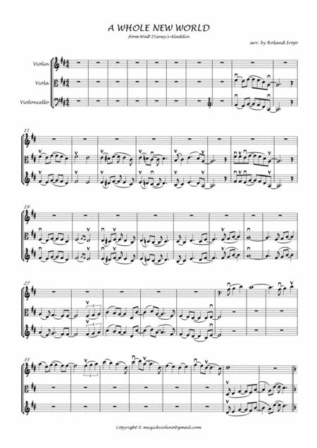 Free Sheet Music A Whole New World Cello Violin Duet