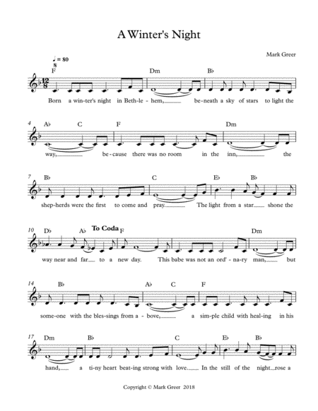 A Winters Night Sheet Music