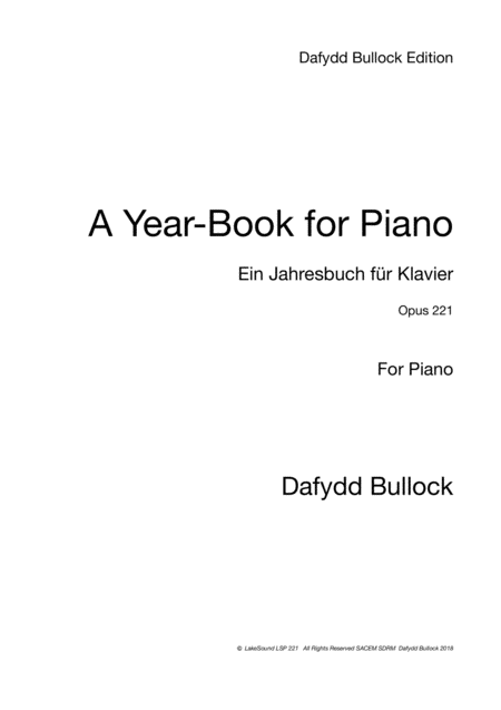 Free Sheet Music A Year Book For Piano Ein Jahresbuch Fr Klavier Opus 221