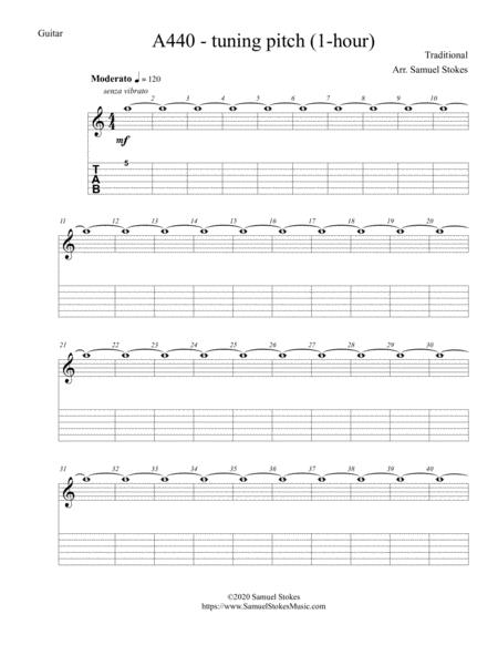 A440 Tuning Pitch 1 Hour Guitar Tab Sheet Music