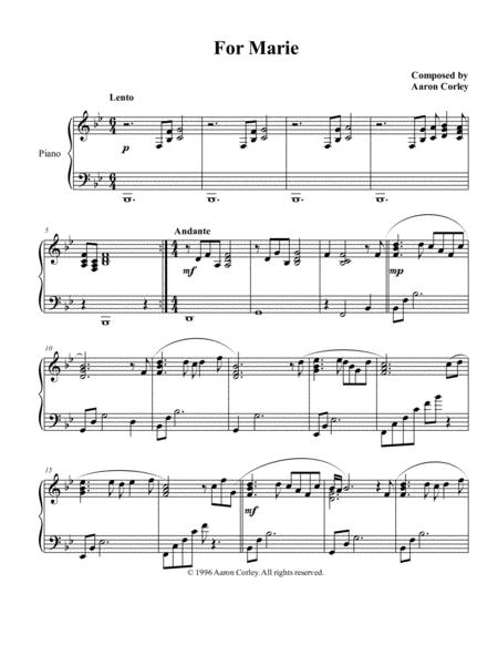 Free Sheet Music Aaron Corley For Marie