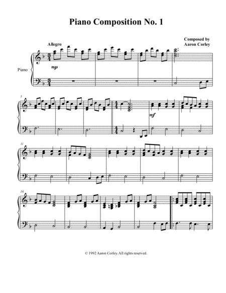 Aaron Corley Piano Composition No 1 Sheet Music