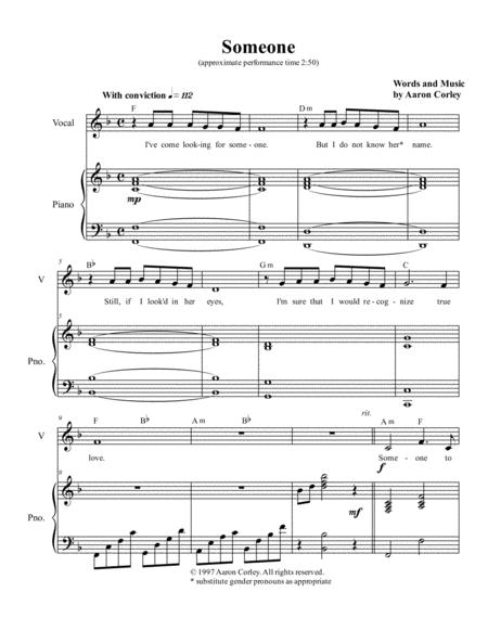 Free Sheet Music Aaron Corley Someone