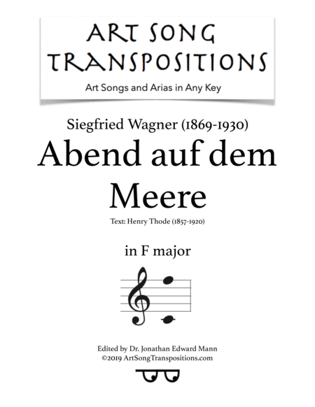 Abend Auf Dem Meere F Major Sheet Music