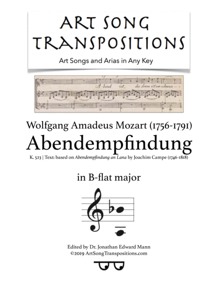 Abendempfindung K 523 B Flat Major Sheet Music