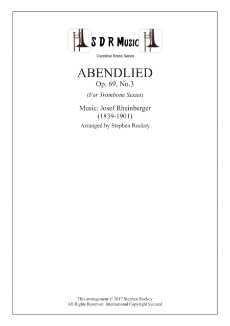 Abendlied Trombone Sextet Op 69 No 3 Sheet Music