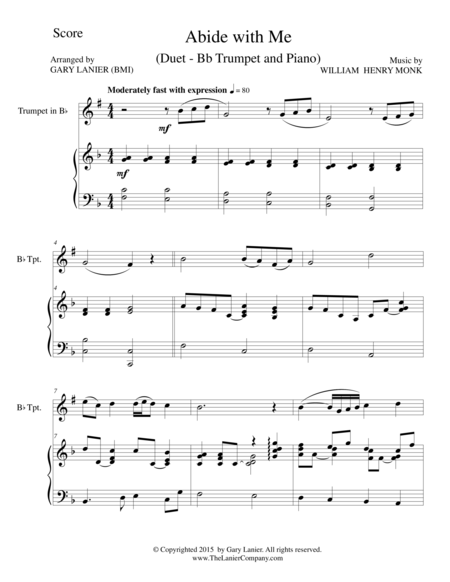 Abide With Me Duet Bb Trumpet And Piano Score And Parts Sheet Music