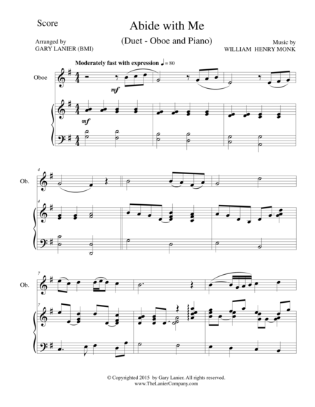 Free Sheet Music Abide With Me Duet Oboe And Piano Score And Parts