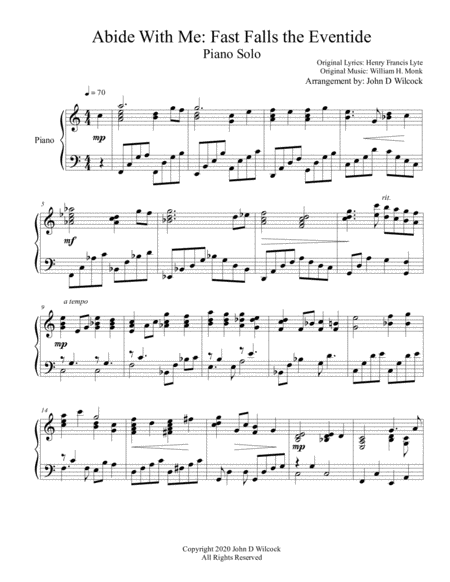 Abide With Me Fast Falls The Eventide Piano Solo Sheet Music