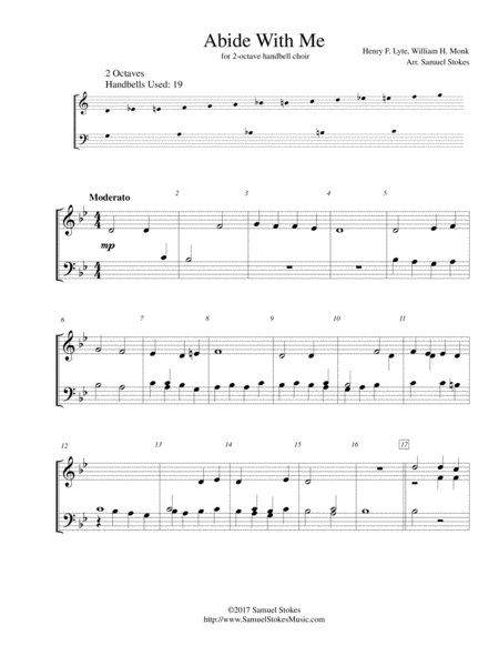 Free Sheet Music Abide With Me For 2 Octave Handbell Choir