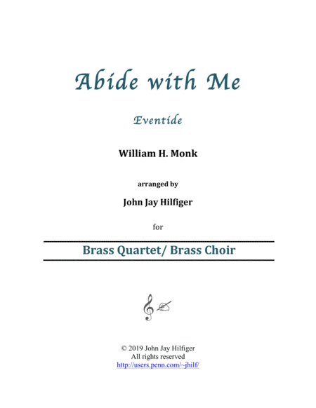 Free Sheet Music Abide With Me For Brass Quartet Brass Choir