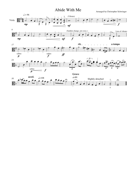 Abide With Me Viola Solo Sheet Music