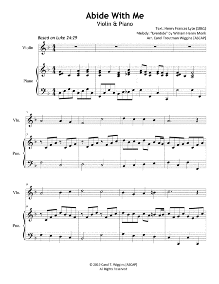 Abide With Me Violin Piano Sheet Music