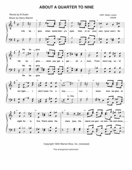 Free Sheet Music About A Quarter To Nine