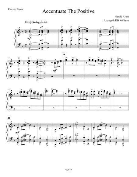 Free Sheet Music Accentuate The Positive Electric Piano