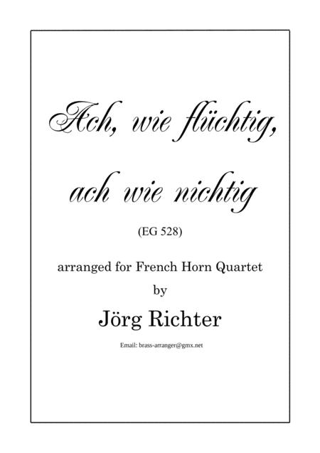 Ach Wie Flchtig Ach Wie Nichtig Eg 528 Fr Horn Quartett Sheet Music