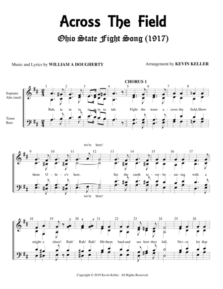 Across The Field Osu Fight Song Sheet Music