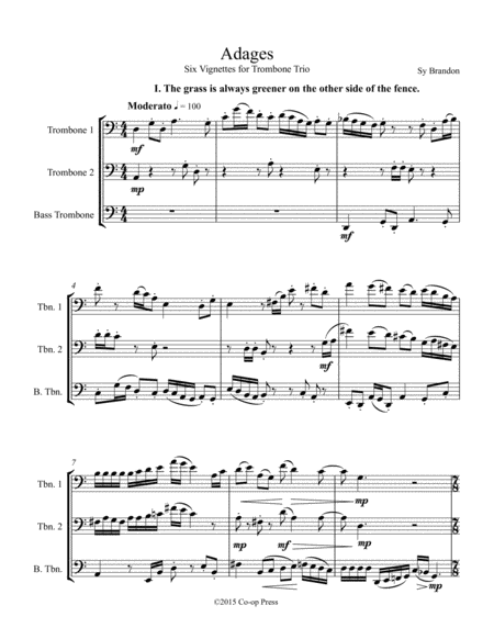 Adages Six Vignettes For Trombone Trio Sheet Music