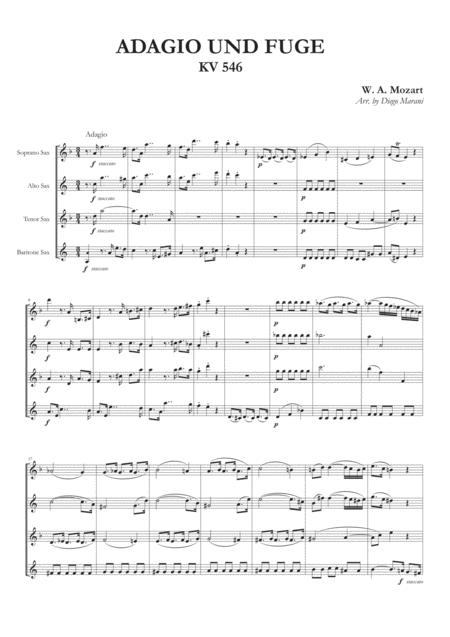 Adagio And Fugue Kv 546 For Saxophone Quartet Sheet Music